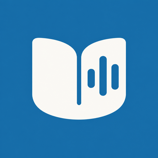 UnumRead: an open book with three audio bars